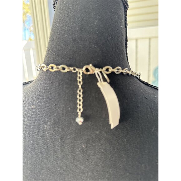 WHBM Silver Tone Black CZ Reversible Chain Chain Statement Necklace NEW - Picture 10 of 14